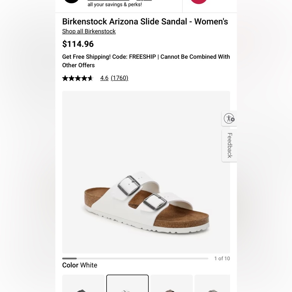 Birkenstock Arizona White Sandals
